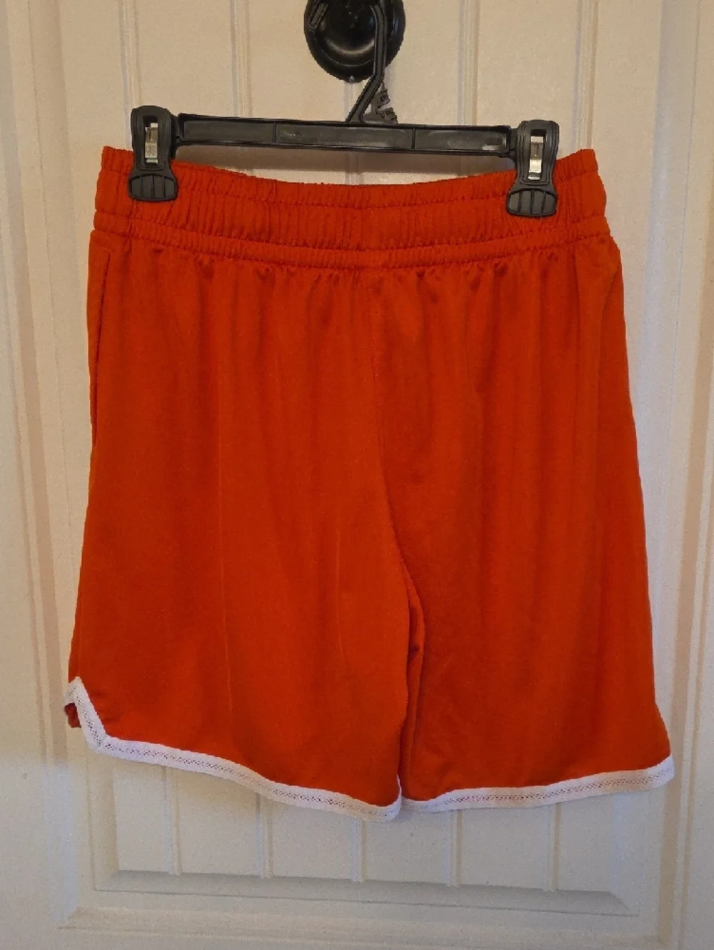 adidas Bright Orange Shorts with White Trim and Basketball Logo - Picture 2 of 5